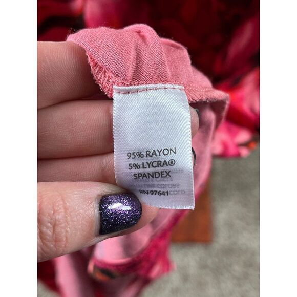 J. Jill Wearever Collection Collared Faux Wrap Feather Print Dress Petite Medium - Picture 7 of 9